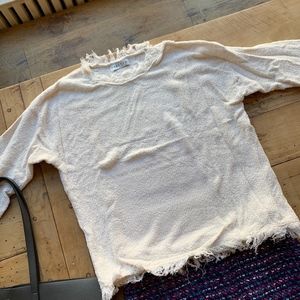 Sandro Fringe Cream Sweater